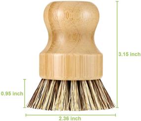 img 3 attached to 🌿 Bamboo Mini Scrub Brush Set: 4-Piece Dish Brush with Coconut Bristles for Cast Iron Skillet, Kitchen Sink, Bathroom, and Household Cleaning - Available in 2 Colors