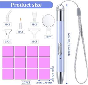 img 3 attached to 💎 USB Rechargeable Diamond Painting Pens with LED Light - 3 Piece Set | 5D DIY Diamond Painting Tools with 2 Light Modes, 18 Pen Heads, 20 Glue Clay Pieces (Purple)