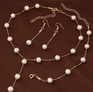 👑 delicate and classy faux pearl jewelry set - gold, necklace, earrings, bracelet - costume jewelry favors logo