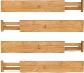 img 1 attached to 🗄️ Colsen Bamboo Drawer Dividers Closet Organizer - Adjustable & Expanding - Ideal for Dresser, Bedroom, Baby Drawer, Bathroom, & Desk. (Set of 4)