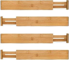 img 4 attached to 🗄️ Colsen Bamboo Drawer Dividers Closet Organizer - Adjustable & Expanding - Ideal for Dresser, Bedroom, Baby Drawer, Bathroom, & Desk. (Set of 4)