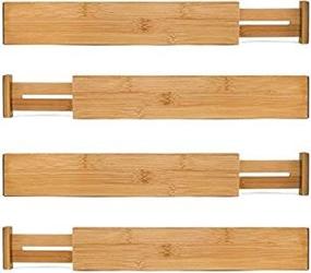 img 2 attached to 🗄️ Colsen Bamboo Drawer Dividers Closet Organizer - Adjustable & Expanding - Ideal for Dresser, Bedroom, Baby Drawer, Bathroom, & Desk. (Set of 4)