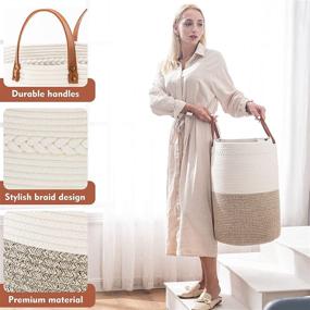 img 1 attached to 📦 TECHMILLY 72L Tall Laundry Basket - Large Woven Cotton Rope Dirty Clothes Hamper with Handle for Nursery, Bathroom, Bedroom