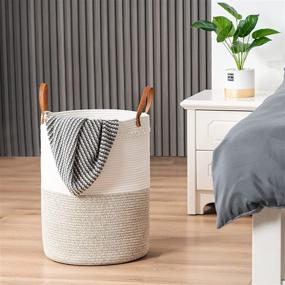 img 3 attached to 📦 TECHMILLY 72L Tall Laundry Basket - Large Woven Cotton Rope Dirty Clothes Hamper with Handle for Nursery, Bathroom, Bedroom