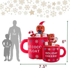 img 2 attached to 🎄 Christmas Masters 6ft Inflatable Hot Cocoa Mug Float Cups: Gingerbread Man & Woman Cookie, Marshmallows, LED Lights – Fun Xmas Blow Up Decoration for Indoor Outdoor Yard Lawn