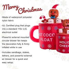 img 3 attached to 🎄 Christmas Masters 6ft Inflatable Hot Cocoa Mug Float Cups: Gingerbread Man & Woman Cookie, Marshmallows, LED Lights – Fun Xmas Blow Up Decoration for Indoor Outdoor Yard Lawn