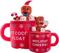 🎄 christmas masters 6ft inflatable hot cocoa mug float cups: gingerbread man & woman cookie, marshmallows, led lights – fun xmas blow up decoration for indoor outdoor yard lawn logo