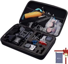 img 4 attached to 🎒 TEKCAM Large Carrying Case for GoPro Hero 9 8 7 Black HERO6 5/AKASO EK7000 Brave 4 5 6 V50X/Dragon Touch/APEXCAM/Vemont 4K Action Camera - Protective Travel Storage Bag
