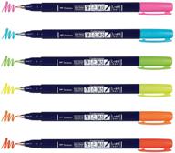 набор перьевых кистей tombow 56437 neon fudenosuke, 6 штук - ассортимент жестких перьевых кистей ярких неоновых цветов для каллиграфии и художественных рисунков. логотип