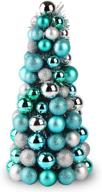 costyleen 16 inch christmas ball tree fireplace table decoration: peacock blue silver ornaments for home party decor and xmas tree logo
