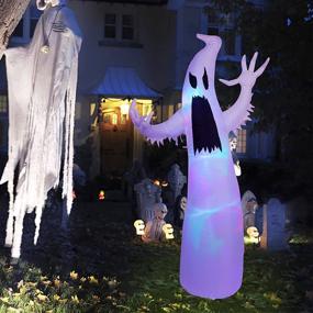 img 2 attached to Halloween Inflatables: Twinkle Star 5.4 FT Lighted White Ghost with RGB LED Lights, Giant Yard Ghosts Prop for Home Garden Party Decorations