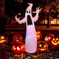 halloween inflatables: twinkle star 5.4 ft lighted white ghost with rgb led lights, giant yard ghosts prop for home garden party decorations logo