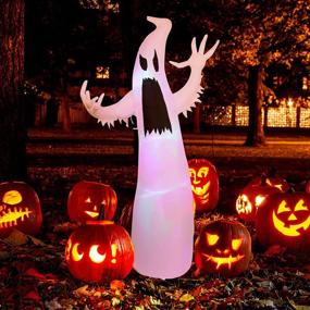 img 4 attached to Halloween Inflatables: Twinkle Star 5.4 FT Lighted White Ghost with RGB LED Lights, Giant Yard Ghosts Prop for Home Garden Party Decorations