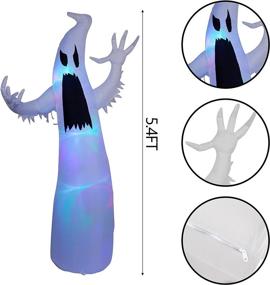 img 3 attached to Halloween Inflatables: Twinkle Star 5.4 FT Lighted White Ghost with RGB LED Lights, Giant Yard Ghosts Prop for Home Garden Party Decorations