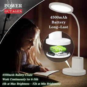 img 3 attached to 💡 Rechargeable LED Desk Lamp with Battery, Dimmable White Desk Lamps - Golspark Touch Control 360° Flexible Reading Lamp for Students, with Pen Holder and Phone Stand - 3 Color Modes