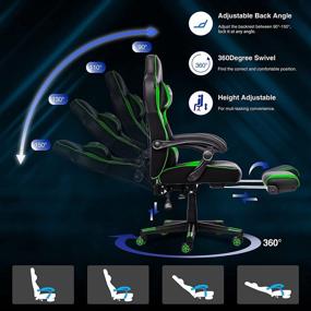 img 2 attached to 🎮 Ergonomic Computer Chair with Footrest - Large Size PU Leather High Back Office Racing Chairs with Widen Thicken Seat, Retractable Footrest, and Lumbar Support for Video Game Chair - 170 Reclining (Green2)