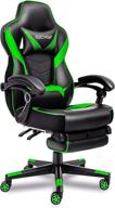 🎮 ergonomic computer chair with footrest - large size pu leather high back office racing chairs with widen thicken seat, retractable footrest, and lumbar support for video game chair - 170 reclining (green2) logo