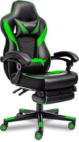 img 4 attached to 🎮 Ergonomic Computer Chair with Footrest - Large Size PU Leather High Back Office Racing Chairs with Widen Thicken Seat, Retractable Footrest, and Lumbar Support for Video Game Chair - 170 Reclining (Green2)