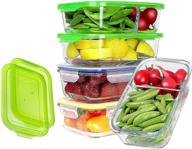 🍱 jinamart glass food storage containers - airtight & leak proof bpa free lids (set of 4) - lunch box with 2 bento boxes, 2 full containers, and 4 lids logo