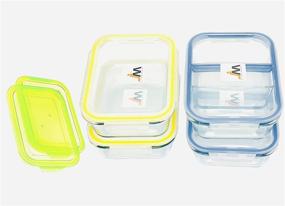 img 3 attached to 🍱 JINAMART Glass Food Storage Containers - Airtight & Leak Proof BPA Free Lids (Set of 4) - Lunch Box with 2 Bento Boxes, 2 Full Containers, and 4 Lids