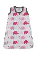 bacati muslin printed sleeping bag: the ultimate wearable blanket (pink/grey, small) logo