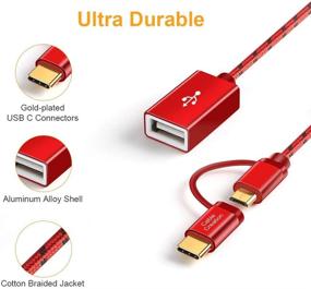 img 2 attached to 🔌 Кабель CableCreation Micro USB & Type C в USB 2.0 Женский адаптерный кабель, 0.6 фута - Красный алюминий, совместимый с OTG для Pixel 3XL 2XL, Galaxy S20/S10/S9/S8, Android и устройствами с Type C