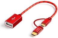 🔌 кабель cablecreation micro usb & type c в usb 2.0 женский адаптерный кабель, 0.6 фута - красный алюминий, совместимый с otg для pixel 3xl 2xl, galaxy s20/s10/s9/s8, android и устройствами с type c логотип