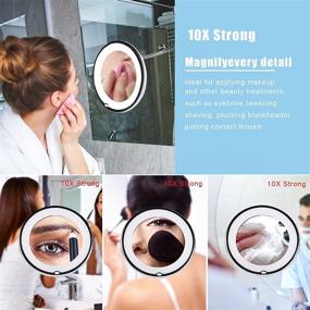 img 1 attached to 💄 Enhance Your Makeup Routine with the 10X Magnifying Personal Makeup Mirror: Lock Suction, Flexible Gooseneck, LED Lighted Round Mirror