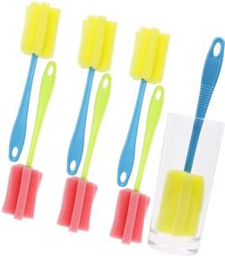 img 3 attached to 6Pcs Long Handle Sponge Cleaning Brush for Glass Wine Bottles, Milk Bottles, Cups - Ideal for Feeding Bottles, Coffee Tea Glasses, Pots, and Water Bottles - Random Color