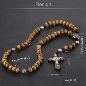 img 2 attached to 📿 COTTVOTT Wood Rosary Beads Necklace - Catholic Saint Benedict Medal Cross Pendant - Prayer Gift