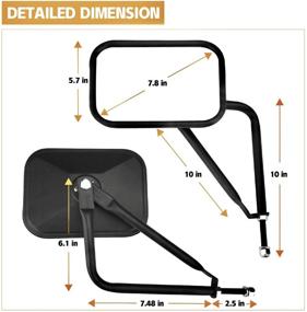 img 3 attached to 🚙 JustTop Зеркала дверей сняты - Боковые зеркала для Jeep Wrangler CJ YJ TJ JK JL & Unlimited, Легкая установка зеркала для петель двери для безопасного вождения без дверей - 2 шт.