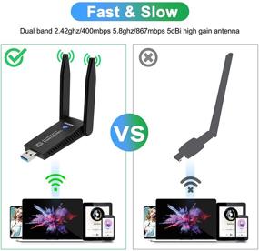 img 3 attached to 📶 High-Speed Wireless USB WiFi Adapter for PC - Dual Antennas, 1300Mbps, 802.11AC Compliant, USB 3.0, Win10/8/7/XP & Mac OS Support