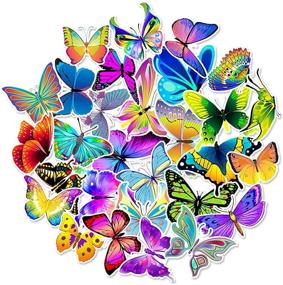 img 4 attached to 50-Piece Vinyl Waterproof Butterfly Stickers - Ideal Sticker Packs for Skateboards, Laptops, Water Bottles, Travel Cases - Perfect Stickers for Adults, Teens, and Kids