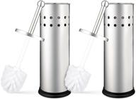 🚽 modern brushed stainless steel toilet brush & holder set, bathroom bowl scrubber with holder by home intuition - pack of 2 logo