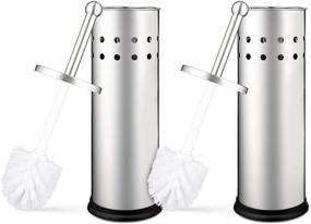 img 4 attached to 🚽 Modern Brushed Stainless Steel Toilet Brush & Holder Set, Bathroom Bowl Scrubber with Holder by Home Intuition - Pack of 2