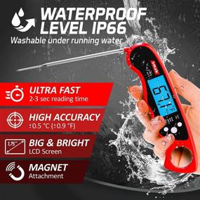 img 3 attached to Smak Waterproof Digital Instant Read Meat Thermometer with Backlight LCD - Super Fast Electric Probe for BBQ Grilling and Cooking - Best Kitchen Food Thermometer for Baking and Turkey