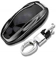 🔑 enhanced premium metal alloy shell holder case for tesla model s car key fob - 1 piece, metallic gray logo