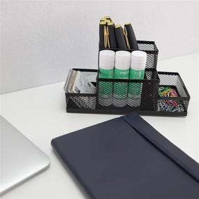 img 1 attached to 🖊️ Fengtaiyuan T02 Black-Plus - Large Black Metal Wire Mesh Pencil Holder and Desktop Organizer