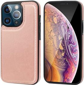 img 2 attached to 📱 ONETOP iPhone 13 Pro Max Wallet Case with Card Holder - Stylish PU Leather Kickstand Cover with Card Slots, Magnetic Clasp, and Shockproof Protection (6.7 Inch, Rose Gold)