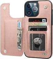 📱 onetop iphone 13 pro max wallet case with card holder - stylish pu leather kickstand cover with card slots, magnetic clasp, and shockproof protection (6.7 inch, rose gold) logo