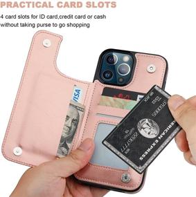 img 1 attached to 📱 ONETOP iPhone 13 Pro Max Wallet Case with Card Holder - Stylish PU Leather Kickstand Cover with Card Slots, Magnetic Clasp, and Shockproof Protection (6.7 Inch, Rose Gold)