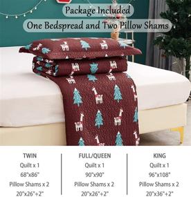 img 2 attached to 🎄 Christmas Kids Quilt Set Queen/Full Size, 3pcs Reversible Bedspread Coverlet Festive Bed Cover Decor with Cute Alpaca Print for Xmas Holiday (90"X 90")