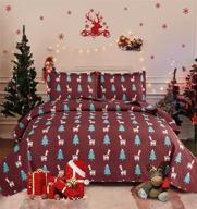 🎄 christmas kids quilt set queen/full size, 3pcs reversible bedspread coverlet festive bed cover decor with cute alpaca print for xmas holiday (90"x 90") logo