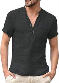 img 4 attached to 👕 Linen Cotton Henley Shirt for Men's Clothing - Men's Shirts with Enhanced SEO
