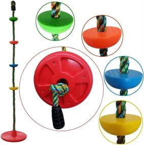 img 1 attached to Xavnia Multicolor Climbing Rope Swing for Kids: Rainbow Platforms 🌈 & Disc Swings Seat Set - Outdoor Backyard Tree Swingset Playset Accessories