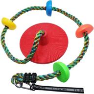 xavnia multicolor climbing rope swing for kids: rainbow platforms 🌈 & disc swings seat set - outdoor backyard tree swingset playset accessories логотип