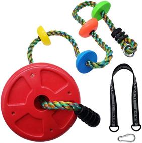 img 3 attached to Xavnia Multicolor Climbing Rope Swing for Kids: Rainbow Platforms 🌈 & Disc Swings Seat Set - Outdoor Backyard Tree Swingset Playset Accessories