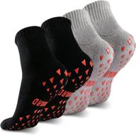 novayard 4 pairs non slip socks: hospital, yoga, pilates, men, women - sticky grip, non skid logo