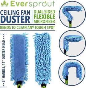 img 3 attached to Flexible Microfiber Ceiling & Fan Duster with Removable Sleeve - 17'' Duster for Any Fan Blade, Hand-Grip Included (Pole Sold Separately), Washable & Twistable for Threaded Poles