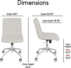 img 2 attached to Adelaide Home Office Task Chair: Armless, Adjustable Height Desk Accent, Fabric Upholstered Seat & Back, Chrome-Finished Stainless-Steel Base in Ivory White by Elle Decor